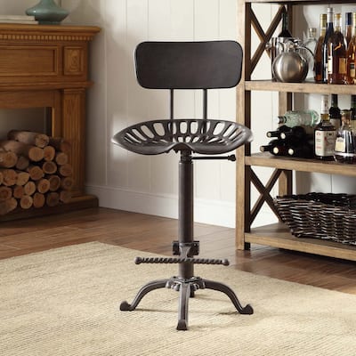 Carbon Loft Ewart Grey Cast Iron Tractor Seat Stool