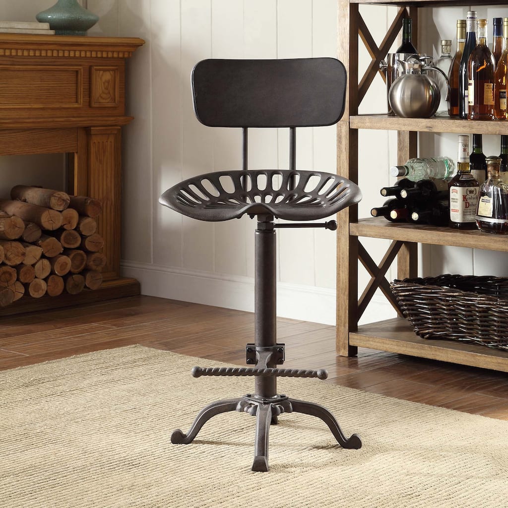 Carbon Loft Ewart Grey Cast Iron Tractor Seat Stool