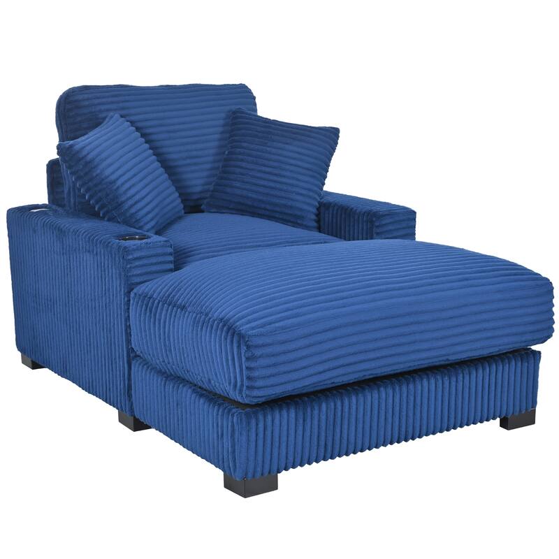 GDFStudio - Polyester 1-Seater 40.9"W Chaise Lounge with Tufted Back and Arm