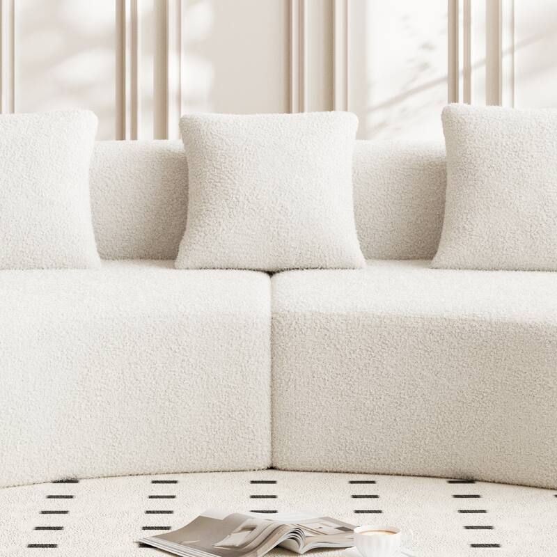 Curved Velvet Loveseat Sofa 5-Seat Sectional Couch Floor Chaise Lounge