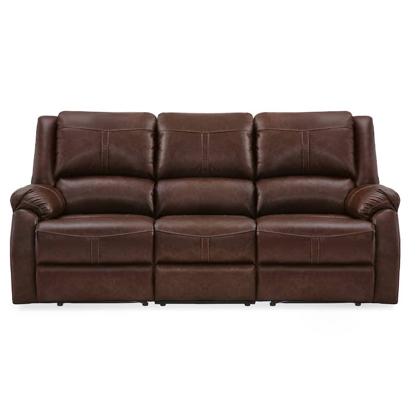 Manual Recliner,Faux Leather Reclining Sofa Set, 3-Seater Reclining Sofas For Living Room - 80.7"W X 37.4"D X 39.8"H