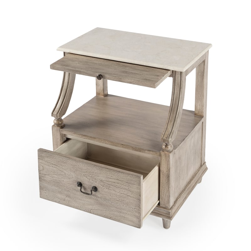 Mabel Genuine Marble and Wood 1-Drawer Nightstand