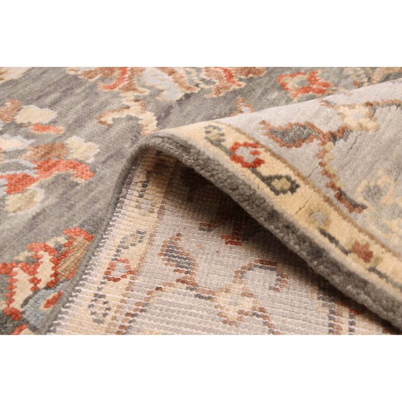 ECARPETGALLERY Hand-knotted Modern Oushak Dark Grey Wool Rug - 5'1 x 7'11