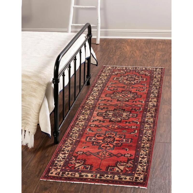 ECARPETGALLERY Hand-knotted Andelz Red Wool Rug - 3'5 x 9'2