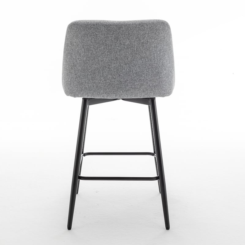2PCS Swivel Linen Metal Legs Bar Stools