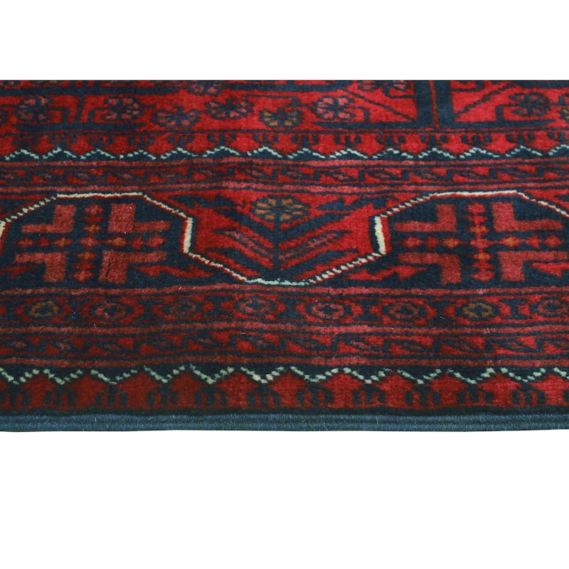 Khamyab Mawiyah Red/Navy Runner - 2'7" x 12'8"