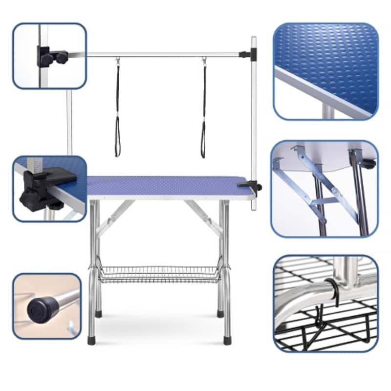 Mieres Dog Dresser Heavy Duty Adjustable, Foldable Pet Grooming Table, with Lasso and Grid Tray, Suitable for Pets