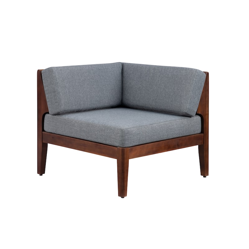 Sayre Outdoor Acacia Corner Chair with Cushion