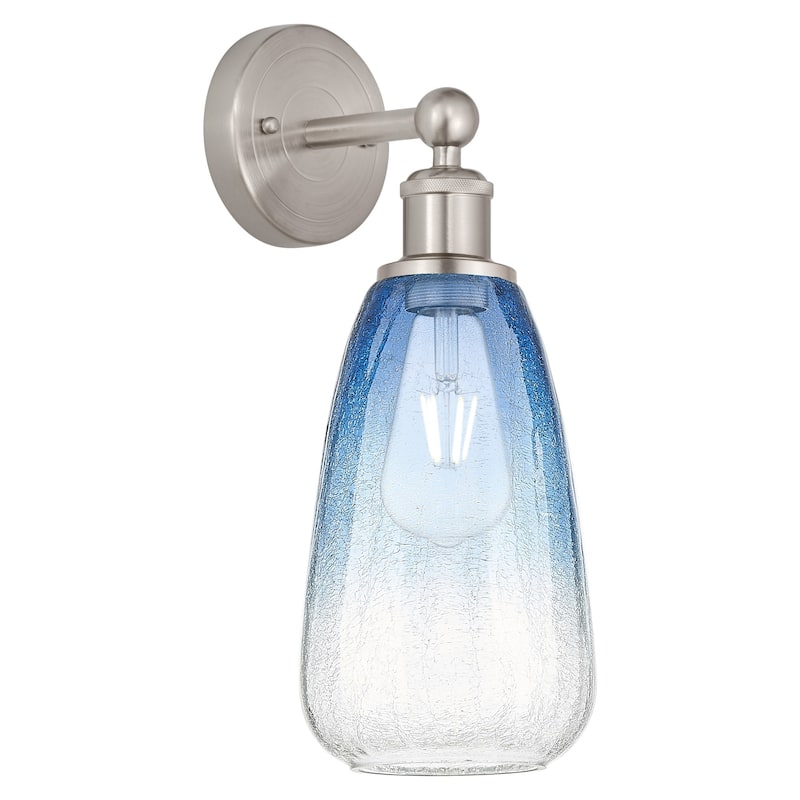 Innovations Lighting 616-1W-16-6 Brookhaven Almond Sconce Brookhaven - Brushed Satin Nickel / Sapphire Blue