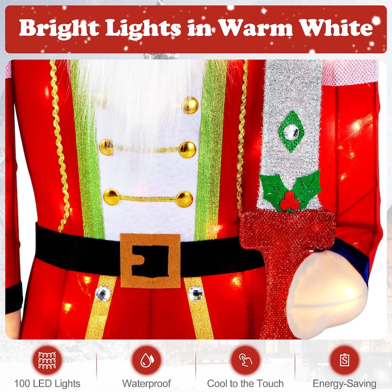 Costway 1/2 PCS 5 FT Lighted Nutcracker Soldier Outdoor Christmas - as pic shows