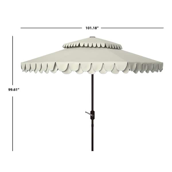 dimension image slide 1 of 3, SAFAVIEH 9ft Outdoor Patio Umbrella, Double Top with Valance - UV Resistant, Auto Crank Tilt
