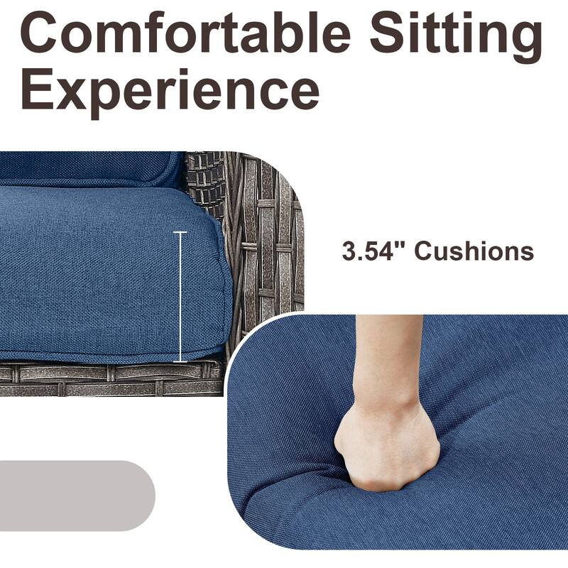 Gymojoy 6-Piece Outdoor Wicker Patio Furniture with 3 Seat Sofa, Rattan Coversation Set with Water Resistant Thick Cushions