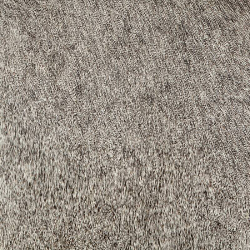 Zahavi Gray Hair-On-Hide w/ Gold Metal Base 36" Round Ottoman