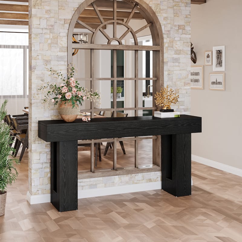 63-Inch Farmhouse Wooden Sofa Console Entryway Table for Living Room
