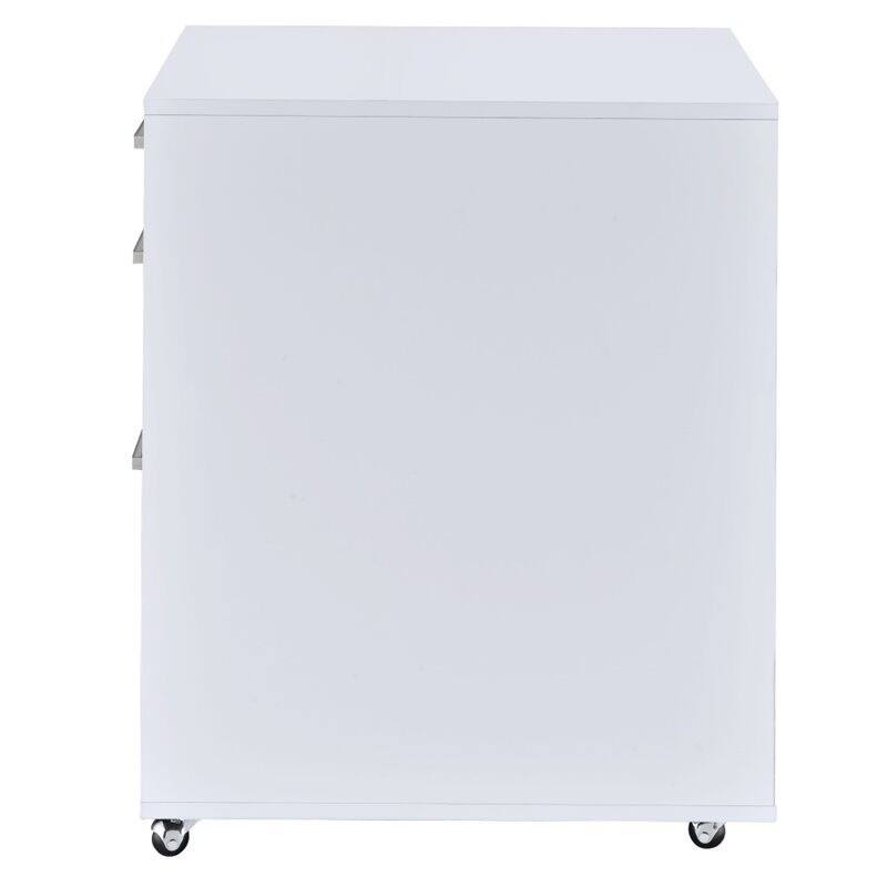 White Wooden 3-Drawer File Cabinet with Universal Wheels, Suitable for ...