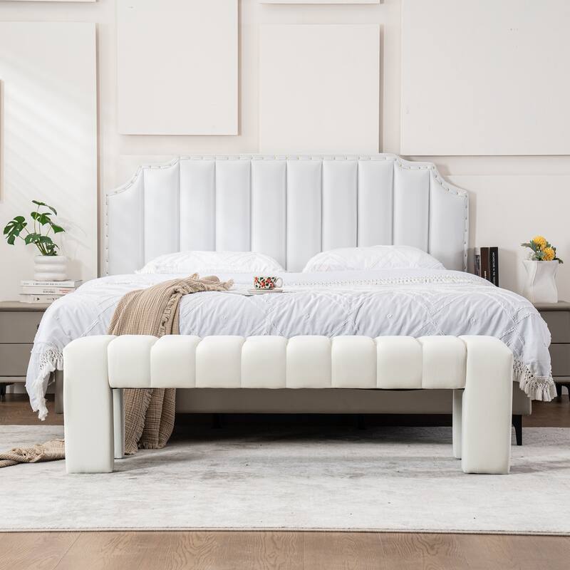 Upholstered Bedroom Bench Tufted Entryway Bench Modern End of Bed Bench Dining Bench with Gold/Black Metal Legs for Window