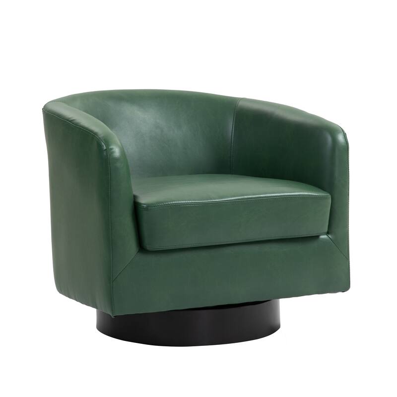 2 Set Modern Vegan Faux Leather Swivel Barrel Accent Chair