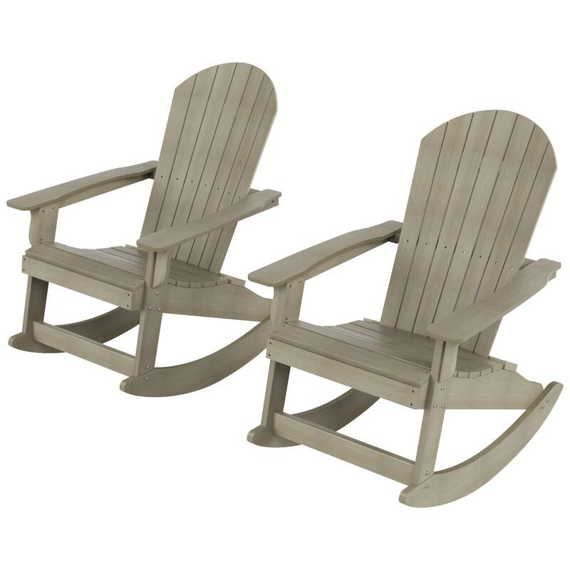 Vineyard HIPS Outdoor Eco-Friendly All Weather Seashell Rocking Adirondack Chairs (Set of 2)