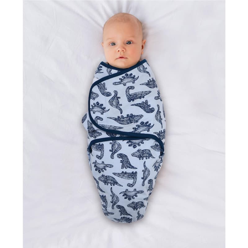 The Peanutshell Blue Dino Swaddles, 3-Pack, Medium/Large