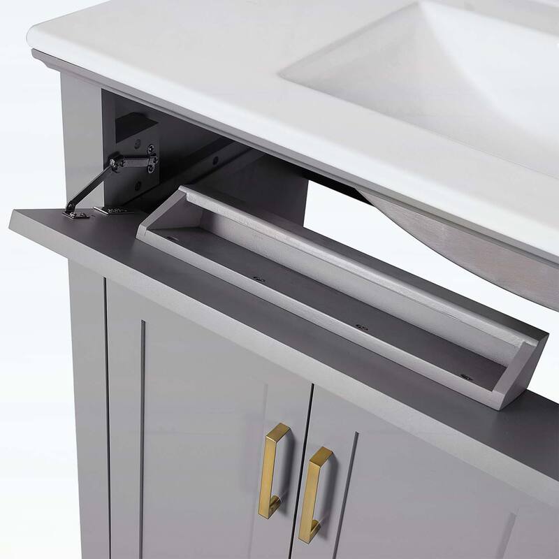 Modern Bathroom Vanity with Ceramic Sink,Soft Close Doors,and Ample Storage for Small Bathrooms