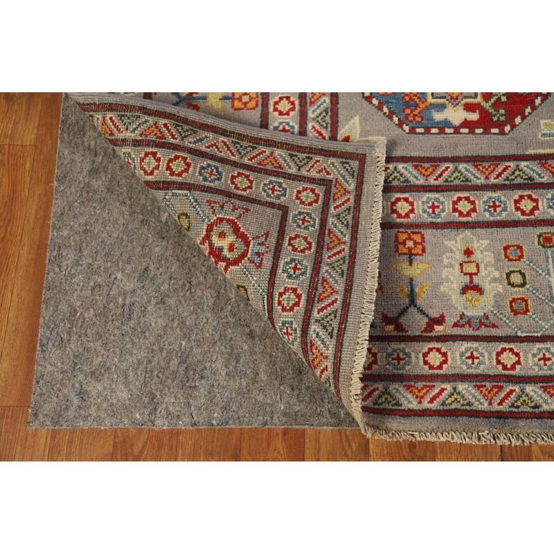 Hand Knotted Oriental 100% Wool Carpet Traditional Geometric Greys & Charcoal Kazak Area Rug - 11' 4'' X 8' 5''