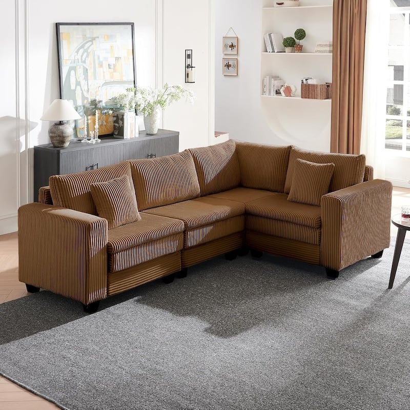 L-Shaped Cloud-Like Sectional Sofa Deep Seat Lounge Couch 3-Seat Couch