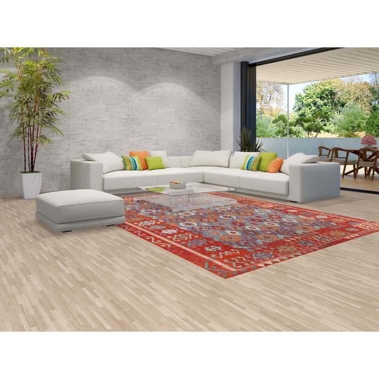 Hand Woven Oriental 100% Wool Carpet Southwestern All-Over Navy Blue & Blues Kilim Area Rug - 11' 10'' X 8' 5''