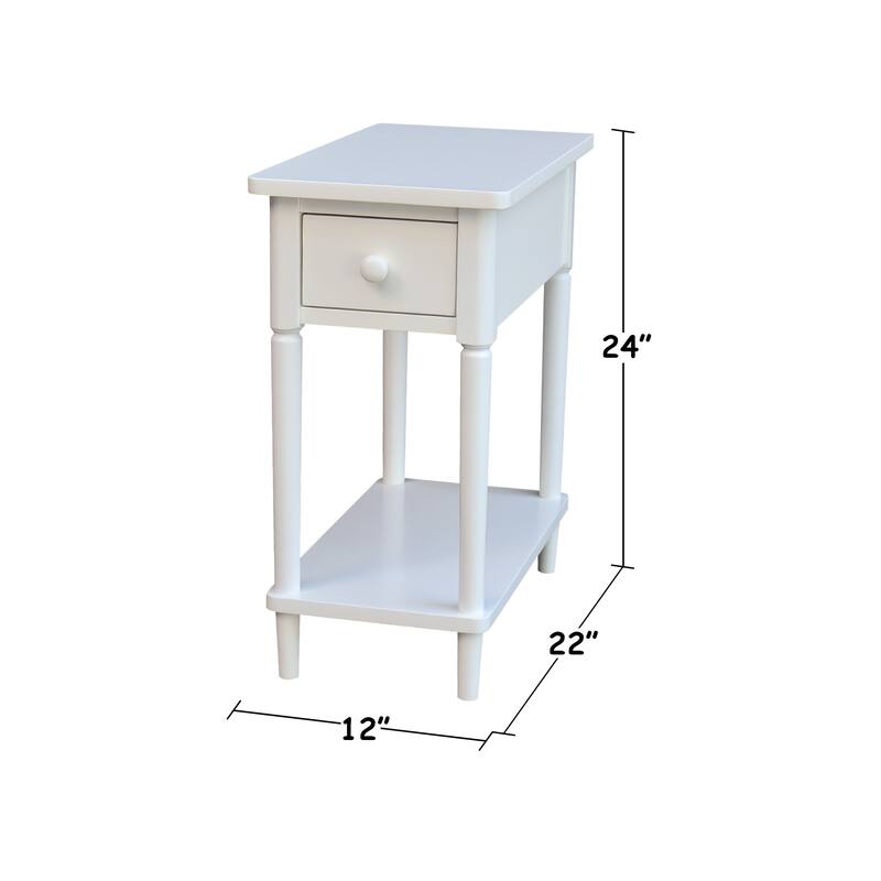 Narrow Solid Wood Side Table with Drawer