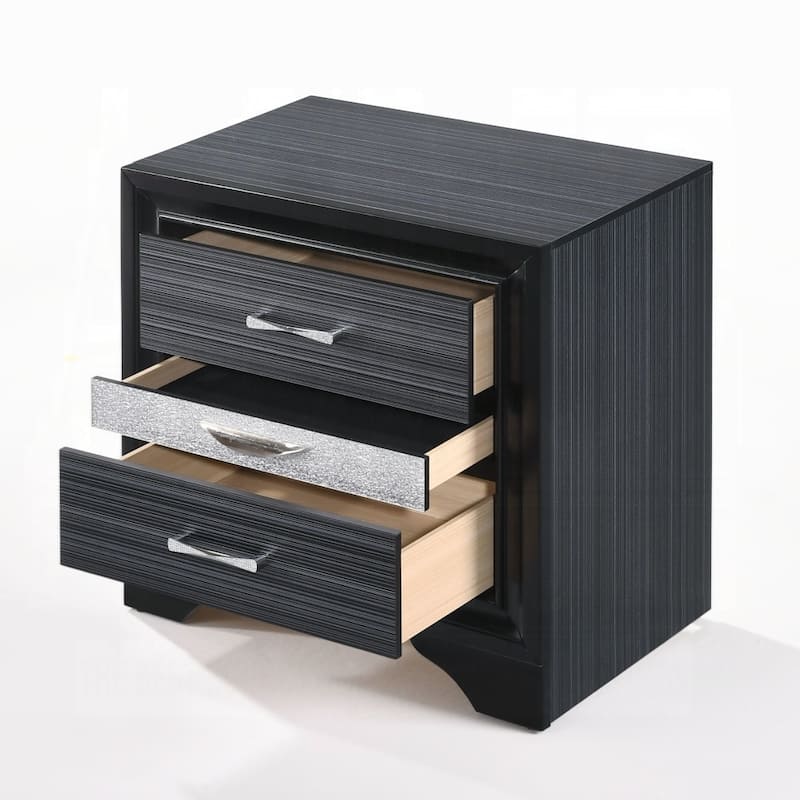 Nightstand with Pullout Jeweler Tray, Solid Wood Sofa Side Table, Storage Cabinet with Wooden Tabletop & 2 Drawers