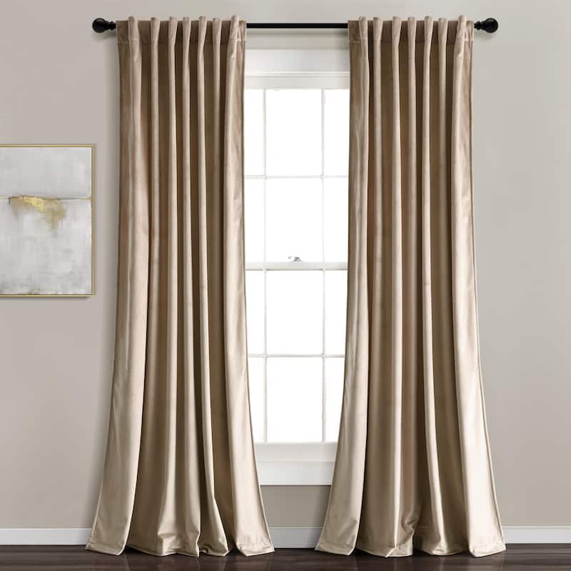 Lush Decor Prima Velvet Solid Light Filtering Back Tab Rod Pocket Window Curtain Panels Set