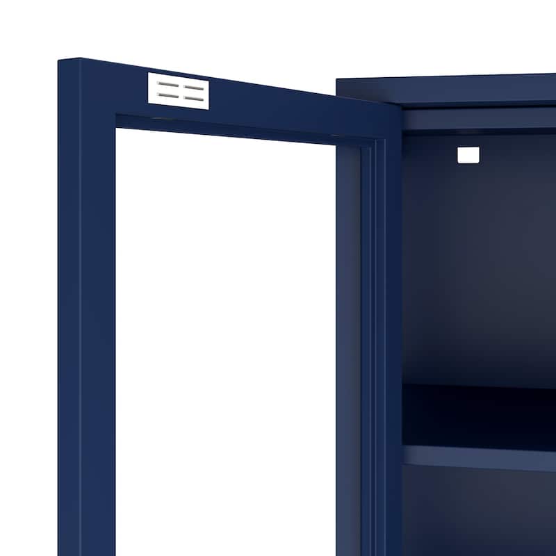 Moasis 70 inch Display Cabinet Bookshelves with Glass Doors and 3 Adjustable Shelves