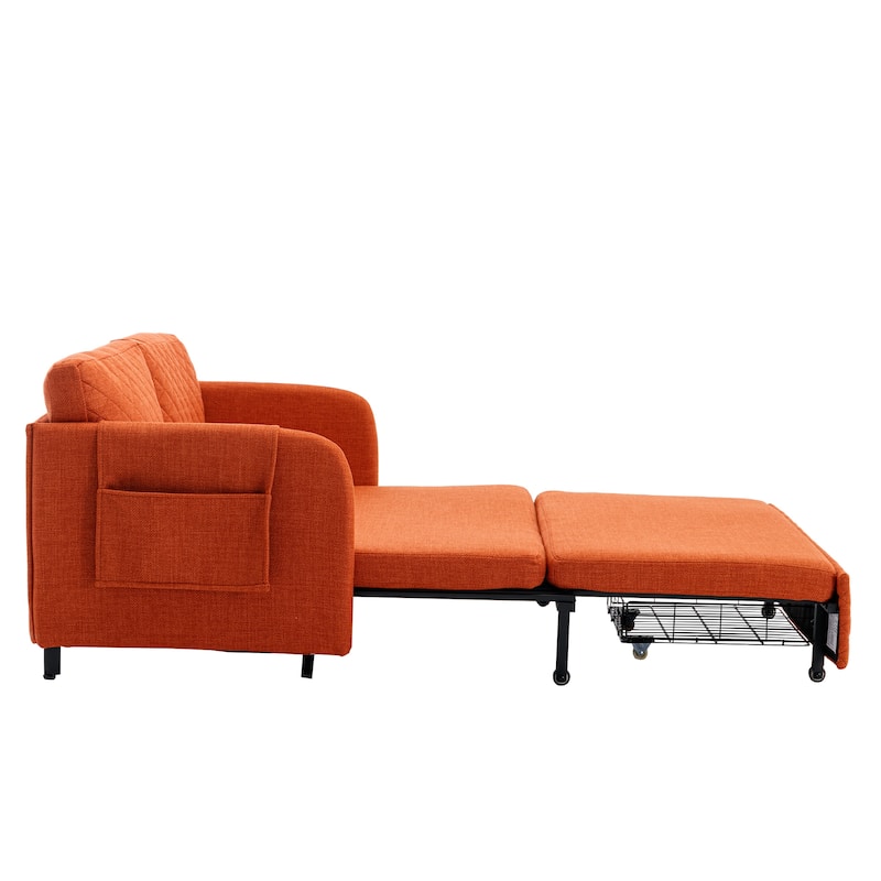 Modern Velvet Loveseat Couch with Pull Out Bed