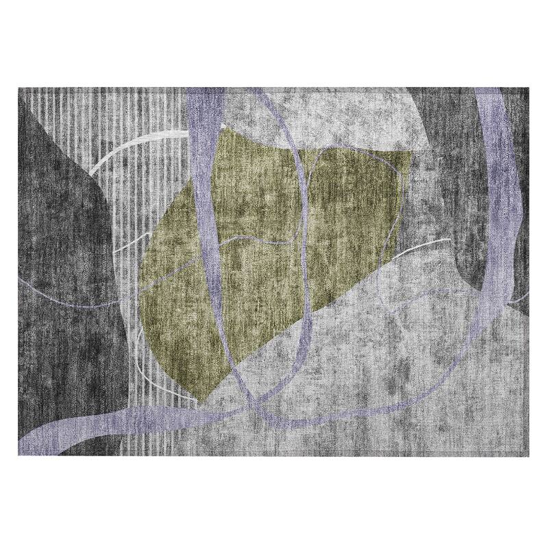 Machine Washable Indoor/ Outdoor Chantille Contemporary Abstract Rug