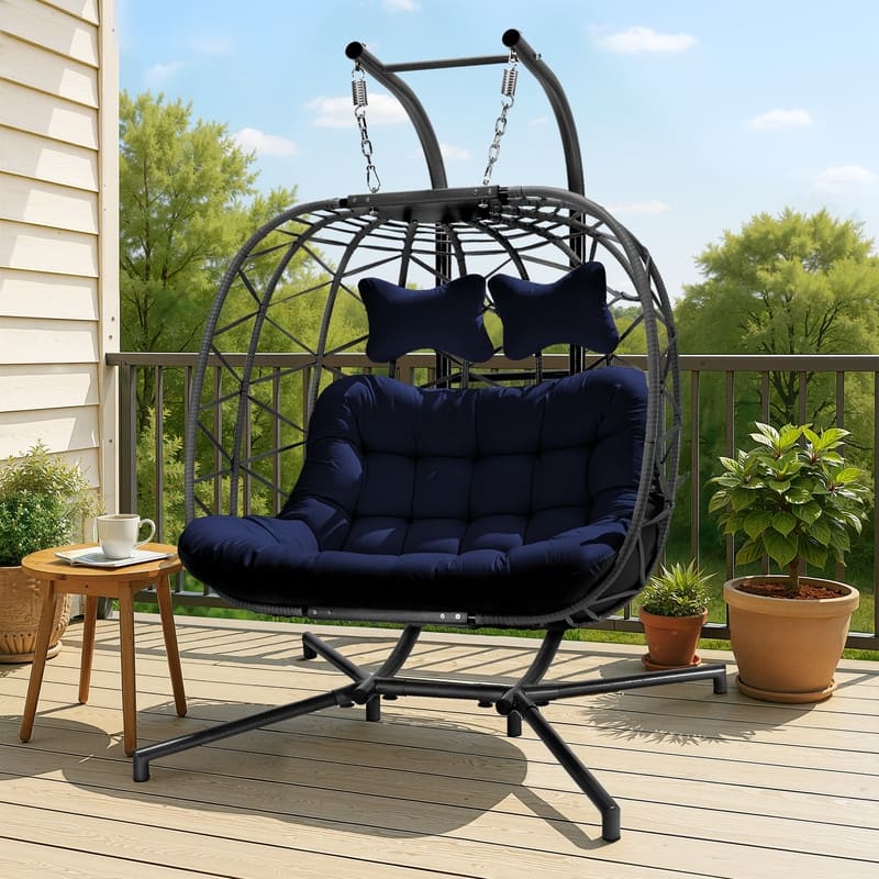 FINCATI Outdoor Double Egg Chair, 700 lbs Indoor Double Egg Chair Swing, Oversized Swing Chair, Cozy Hanging Egg Chair