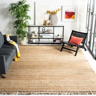 SAFAVIEH Handmade Natural Fiber Zvjezdana Jute Tassel Rug - Ivory/Ivory - 2'3" x 8' Runner
