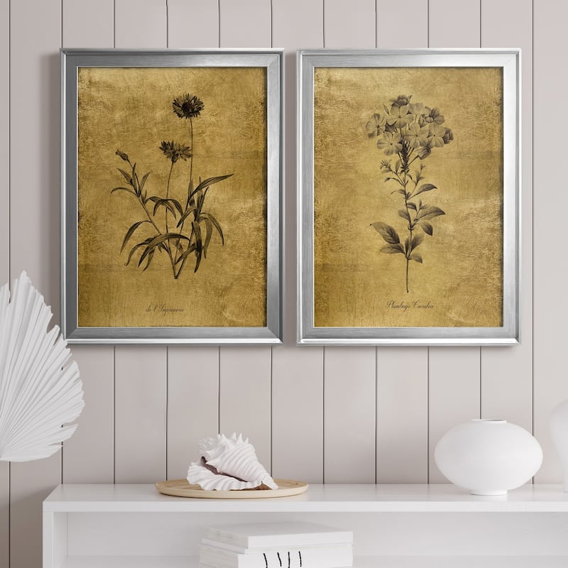 Gold Sketch Botanical I Premium Framed Print - Ready to Hang - Multi-Color