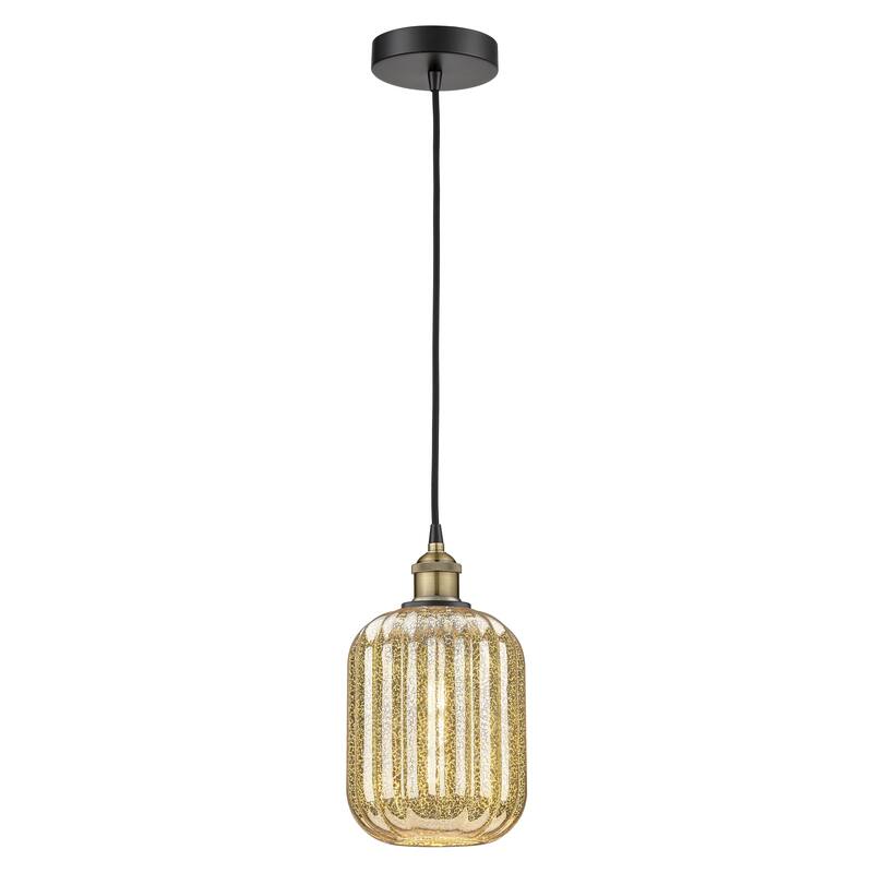 Innovations Lighting Endless Possibilities Edison - Preston - 1 Light 7" Jar Shade Cord Hung Mini Pendant - Mercury/Black Antique Brass