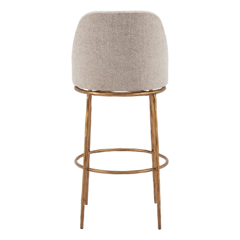 32 Inch Beige Gold Swivel Bar Chair with Steel Frame and Footrest - 21.9”x 19.1” x 42.5”