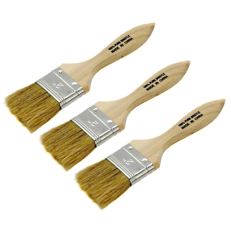 Chef Craft 2" Wide Natural Bristles Basting / Pastry Brush with Wooden Handle - 3 Pack