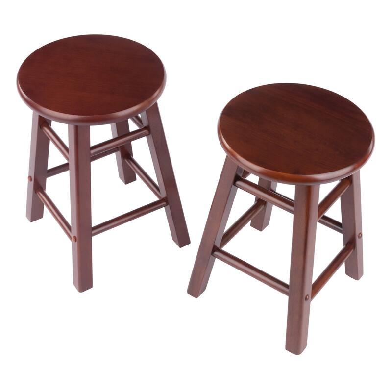 Element 2-Pc Square Legs Dining Stool Set, Walnut Finish - N/A