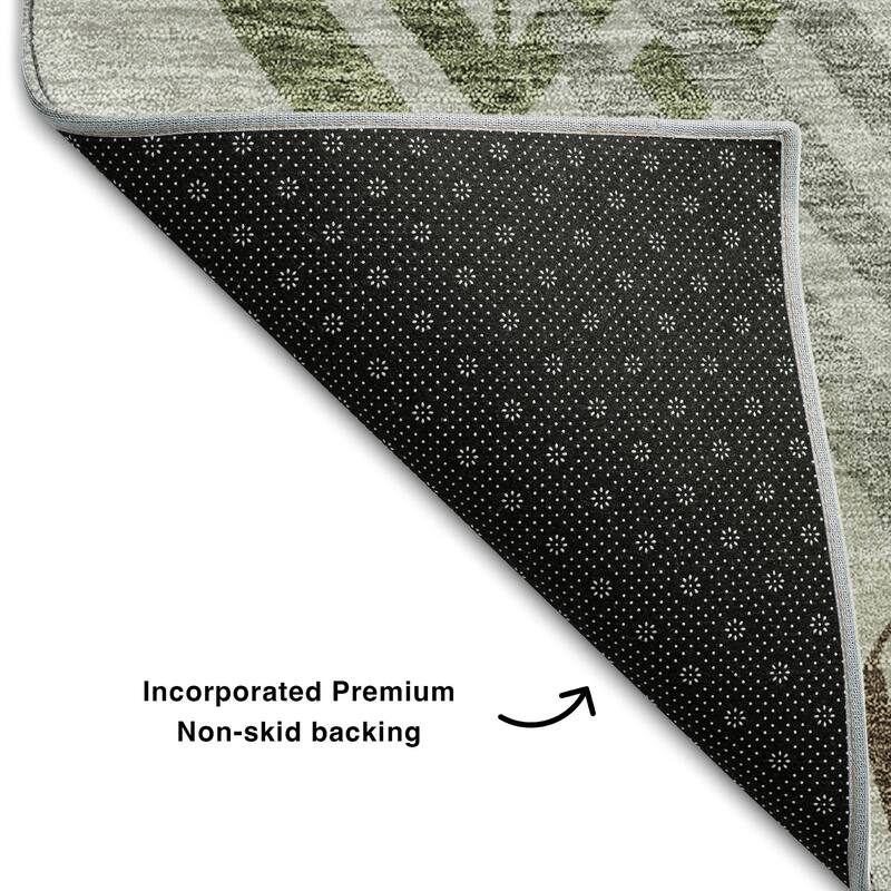 Premium Washable Super Soft Farmhouse Leaves Mayfield Rug