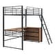 preview thumbnail 20 of 48, Loft Bed with 3 Layers of Shelves & L-Shaped Desk, Metal Loft Bed Frame with Safety Guardrails and Inclined Ladder