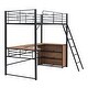 preview thumbnail 8 of 34, Metal Twin Loft Bed with 3-Tier Shelves & L-Shaped Desk - Contemporary Design