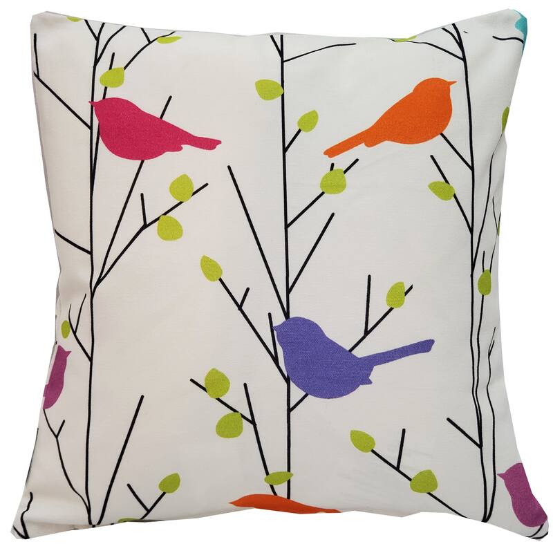 Pillow Decor Spring Birds 15x15 Decorative Pillow - Cover Only
