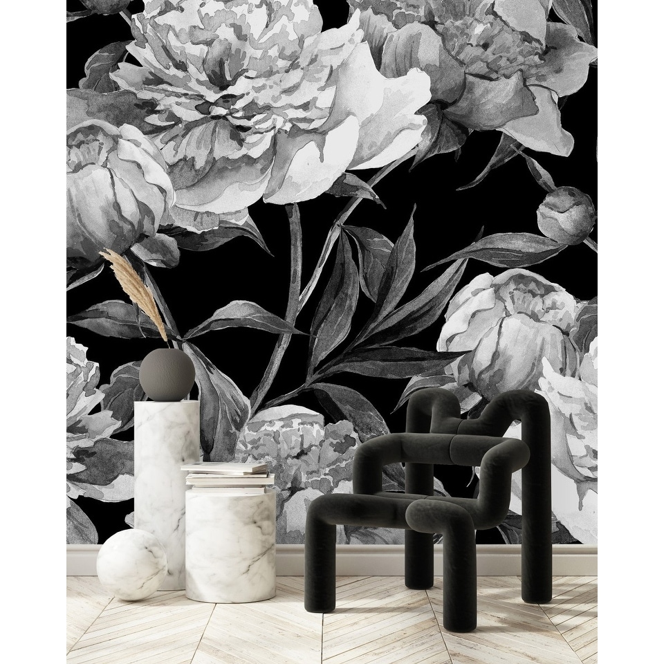 Buy Black and White Peonies Flowers Floral Wallpaper Self Adhesive Online  in India  Etsy