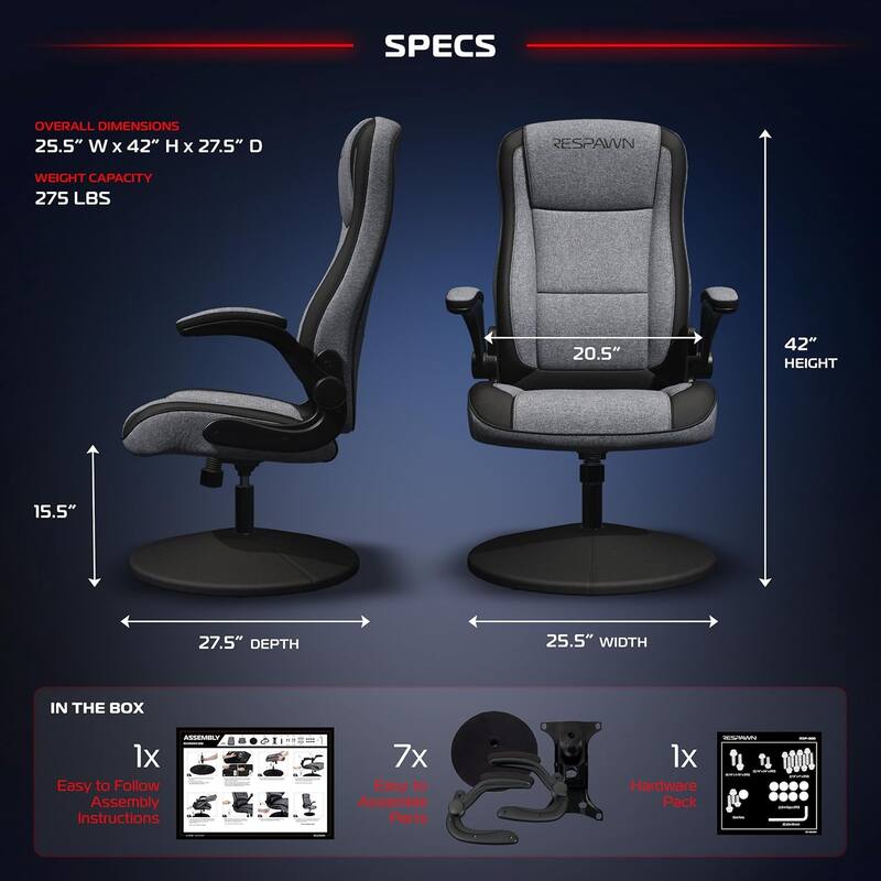 RESPAWN 800 Gaming Chair Floor, Swivel Rocker Gaming Chair, High Back Ergonomic Floor Gaming Chair for Kids and Adults
