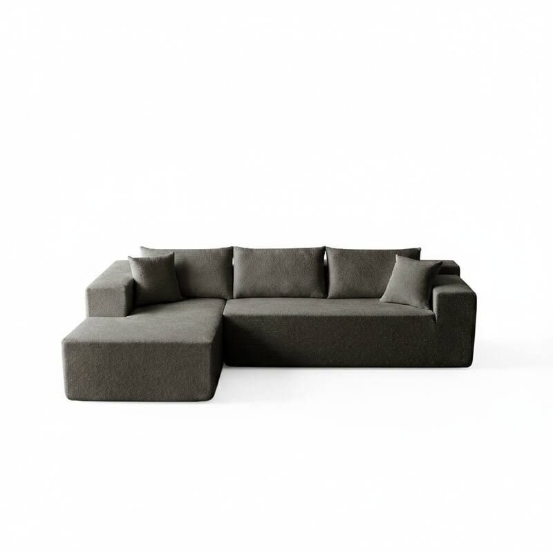 103.54" L-Shaped Modern High-Density Sponge Velvet Modular Sectional Sofa with Chaise & Pillows
