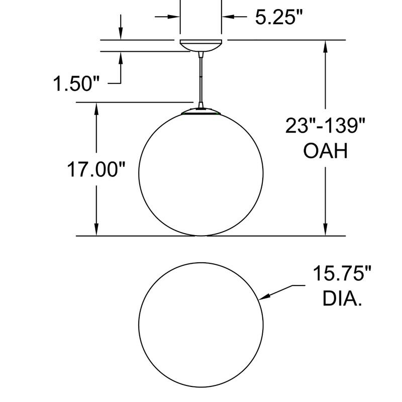 Access Lighting Pearl Large Pendant - Opal Glass Diffuser - Black Cord