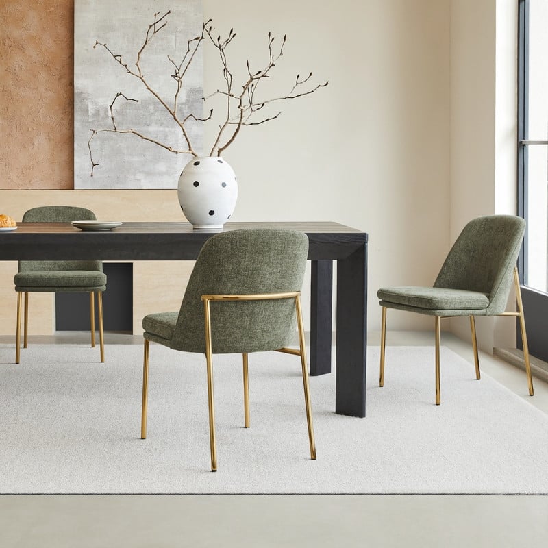 Evelyn Modern Dining Chair with Metal Legs Set of 2 - Set of 3 - Moss Green