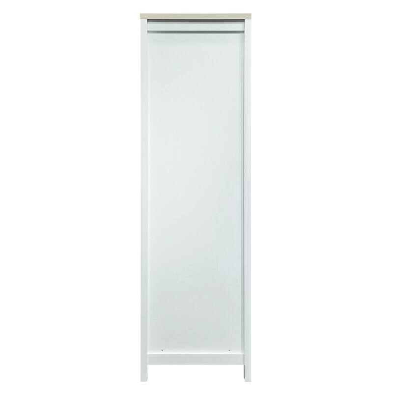Storage Wardrobe with Hanging Rods and 2 Drawers and Open Shelves - N/A